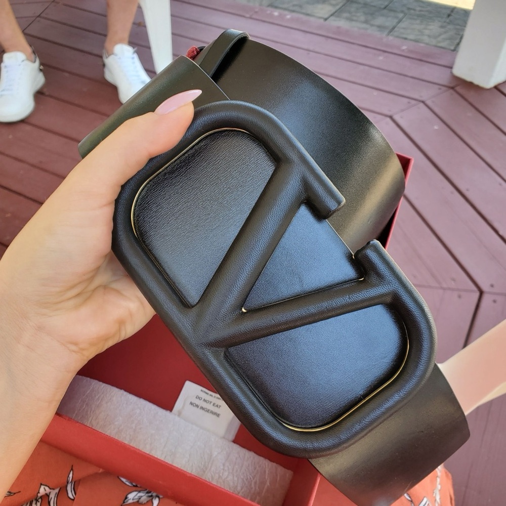 Valentino Garavani Black Leather Belt